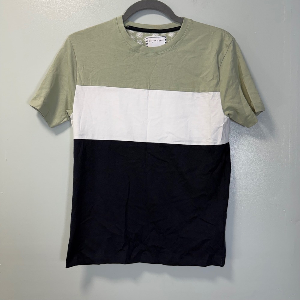 Denim & Flower Ricky Singh Boys Colorblock Tee Green White Black TSBB 141A 11/12
